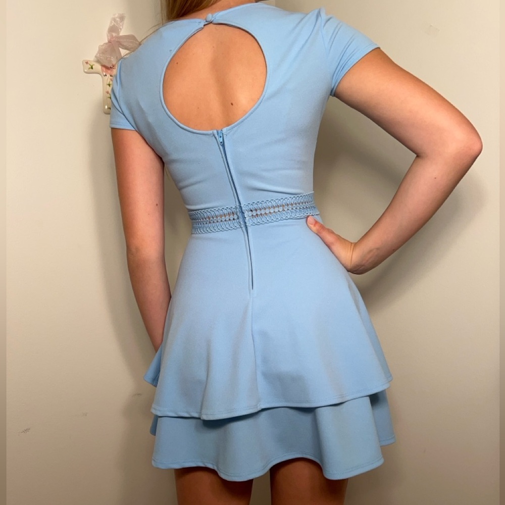 B Darlin Sky Blue Open Back Dress